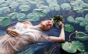 water-lilies-pond-woman-beauty-skin