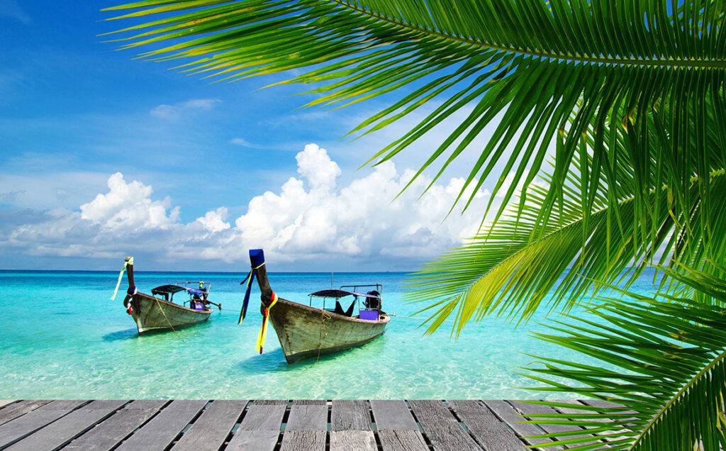 thailand-boats-palm-tree-sky-beach-ocean