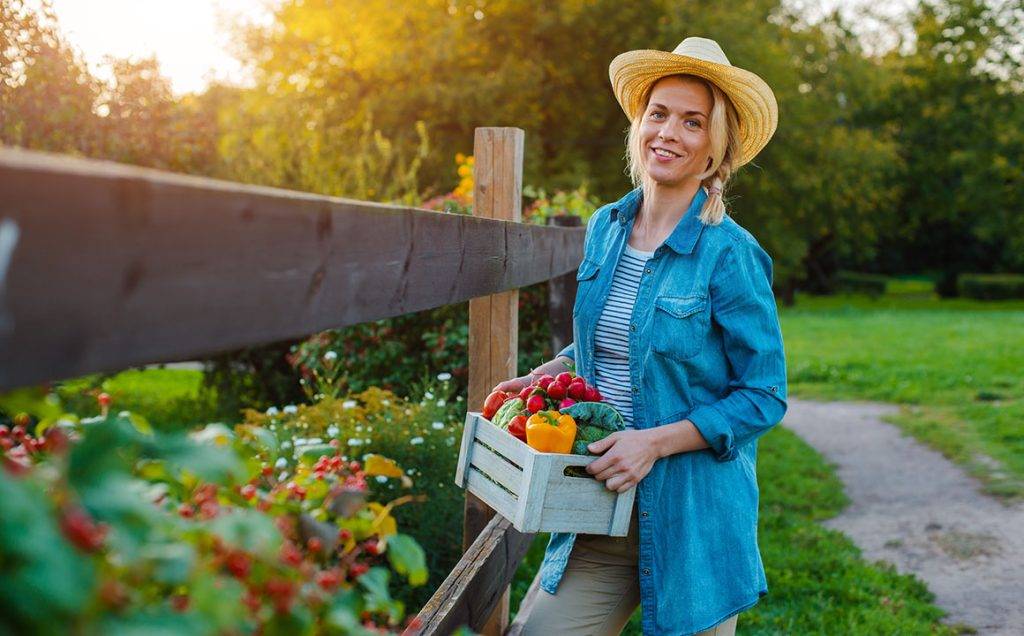 country-woman-vegetables-farm